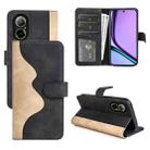 For Realme C67 4G Stitching Horizontal Flip Leather Phone Case(Black) - 1