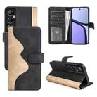 For Realme C65 4G Stitching Horizontal Flip Leather Phone Case(Black) - 1