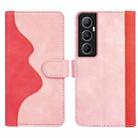 For Realme C65 4G Stitching Horizontal Flip Leather Phone Case(Red) - 2