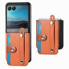 For Motorola Razr 40 Ultra Wristband Kickstand Card Wallet Back Cover Phone Case(Brown) - 1