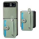 For Motorola Razr 40 Wristband Kickstand Card Wallet Back Cover Phone Case(Green) - 1