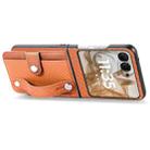 For Motorola Razr 50 Wristband Kickstand Card Wallet Back Cover Phone Case(Brown) - 3