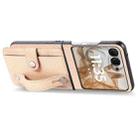 For Motorola Razr 50 Ultra Wristband Kickstand Card Wallet Back Cover Phone Case(Khaki) - 3