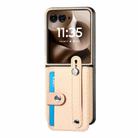For Motorola Razr 60 Wristband Kickstand Card Wallet Back Cover Phone Case(Khaki) - 2