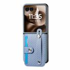 For Motorola Razr 60 Ultra Wristband Kickstand Card Wallet Back Cover Phone Case(Blue) - 2