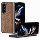 For Samsung Galaxy Z Fold5 Geometric Leather Back Cover Phone Case(Brown) - 1