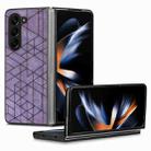 For Samsung Galaxy Z Fold5 Geometric Leather Back Cover Phone Case(Purple) - 1