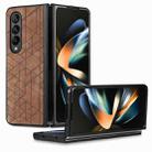 For Samsung Galaxy Z Fold4 Geometric Leather Back Cover Phone Case(Brown) - 1
