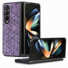 For Samsung Galaxy Z Fold4 Geometric Leather Back Cover Phone Case(Purple) - 1