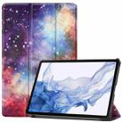 For Samsung Galaxy Tab S9 JUNSUNMAY Custer Painted 3-Fold Stand Leather Smart Tablet Case(Galaxy) - 1