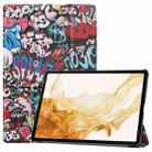 For Samsung Galaxy Tab S9+ JUNSUNMAY Custer Painted 3-Fold Stand Leather Smart Tablet Case(Graffiti) - 1