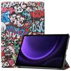 For Samsung Galaxy Tab S9 FE 10.9 JUNSUNMAY Custer Painted 3-Fold Stand Leather Smart Tablet Case(Graffiti) - 1