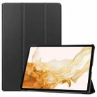 For Samsung Galaxy Tab S9+ JUNSUNMAY Custer Solid Color 3-Fold Stand Leather Smart Tablet Case(Black) - 1