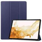 For Samsung Galaxy Tab S9+ JUNSUNMAY Custer Solid Color 3-Fold Stand Leather Smart Tablet Case(Dark Blue) - 1