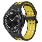 For Samsung Galaxy Watch 6 Classic 47mm Two-Color Breathable Silicone Watch Band(Black + Yellow) - 1