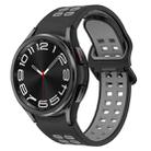 For Samsung Galaxy Watch 6 Classic 47mm Two-Color Breathable Silicone Watch Band(Black + Gray) - 1