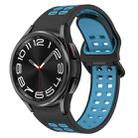 For Samsung Galaxy Watch 6 Classic 47mm Two-Color Breathable Silicone Watch Band(Black + Blue) - 1