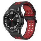 For Samsung Galaxy Watch 6 Classic 43mm Two-Color Breathable Silicone Watch Band(Black + Red) - 1