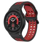 For Samsung Galaxy Watch 5 Pro  45mm Two-Color Breathable Silicone Watch Band(Black + Red) - 1