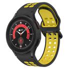 For Samsung Galaxy Watch 5 Pro  45mm Two-Color Breathable Silicone Watch Band(Black + Yellow) - 1