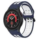 For Samsung Galaxy Watch 5 Pro  45mm Two-Color Breathable Silicone Watch Band(Midnight Blue + White) - 1