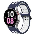 For Samsung Galaxy Watch 5  44mm Two-Color Breathable Silicone Watch Band(Midnight Blue + White) - 1