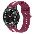 For Samsung Galaxy Watch 6 Classic 47mm Two-Color Silicone Watch Band(Wine Red+Pink) - 1