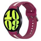 For Samsung Galaxy Watch 6 44mm Two-Color Silicone Watch Band(Wine Red+Pink) - 1