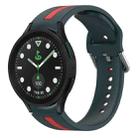 For Samsung Galaxy watch 5 Pro Golf Edition Two-Color Silicone Watch Band(Dark Green+Red) - 1