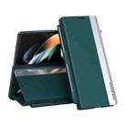 For  Samsung Galaxy Z Fold 5   5G Side Electroplating Adsorption Ultra-thin Leather Phone Case with Pen(Green) - 1