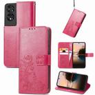 For TCL 40 Nxtpaper Four-leaf Clasp Embossed Buckle Leather Phone Case(Magenta) - 1
