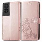 For TCL 40 Nxtpaper Four-leaf Clasp Embossed Buckle Leather Phone Case(Rose Gold) - 2
