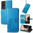 For TCL 40 Nxtpaper Four-leaf Clasp Embossed Buckle Leather Phone Case(Blue) - 1