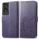 For TCL 40 Nxtpaper Four-leaf Clasp Embossed Buckle Leather Phone Case(Purple) - 2