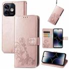For Ulefone Note 16 Pro Four-leaf Clasp Embossed Buckle Leather Phone Case(Rose Gold) - 1