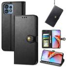 For Motorola Edge 40 Pro Retro Solid Color Buckle Leather Phone Case(Black) - 1