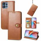 For Motorola Edge 40 Pro Retro Solid Color Buckle Leather Phone Case(Brown) - 1