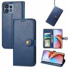 For Motorola Edge 40 Pro Retro Solid Color Buckle Leather Phone Case(Blue) - 1