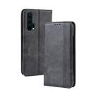 Magnetic Buckle Retro Crazy Horse Texture Horizontal Flip Leather Case for HUAWEI Honor 20pro , with Holder & Card Slots & Photo Frame(Black) - 1