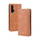 Magnetic Buckle Retro Crazy Horse Texture Horizontal Flip Leather Case for HUAWEI Honor 20pro , with Holder & Card Slots & Photo Frame(Brown) - 1