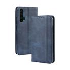 Magnetic Buckle Retro Crazy Horse Texture Horizontal Flip Leather Case for HUAWEI Honor 20pro , with Holder & Card Slots & Photo Frame(Blue) - 1
