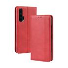 Magnetic Buckle Retro Crazy Horse Texture Horizontal Flip Leather Case for HUAWEI Honor 20pro , with Holder & Card Slots & Photo Frame(Red) - 1