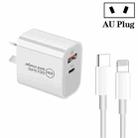 PD30W USB-C / Type-C + QC3.0 USB Dual Port Charger with 1m Type-C to 8 Pin Data Cable, AU Plug - 1