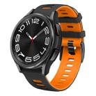 For Samsung Galaxy Watch 6 Classic 47mm 20mm Two-color Silicone Watch Band(Black + Orange) - 1