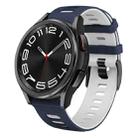 For Samsung Galaxy Watch 6 Classic 43mm 20mm Two-color Silicone Watch Band(Midnight Blue + White) - 1