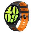 For Samsung Galaxy Watch 6 44mm 20mm Two-color Silicone Watch Band(Black + Orange) - 1