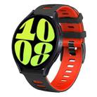 For Samsung Galaxy Watch 6 44mm 20mm Two-color Silicone Watch Band(Black + Red) - 1