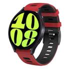 For Samsung Galaxy Watch 6 44mm 20mm Two-color Silicone Watch Band(Red + Black) - 1