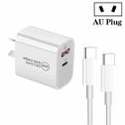 PD30W USB-C / Type-C + QC3.0 USB Dual Port Charger with 1m Type-C to Type-C Data Cable, AU Plug - 1