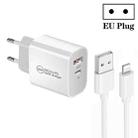 PD30W USB-C / Type-C + QC3.0 USB Dual Port Charger with 1m USB to 8 Pin Data Cable, EU Plug - 1